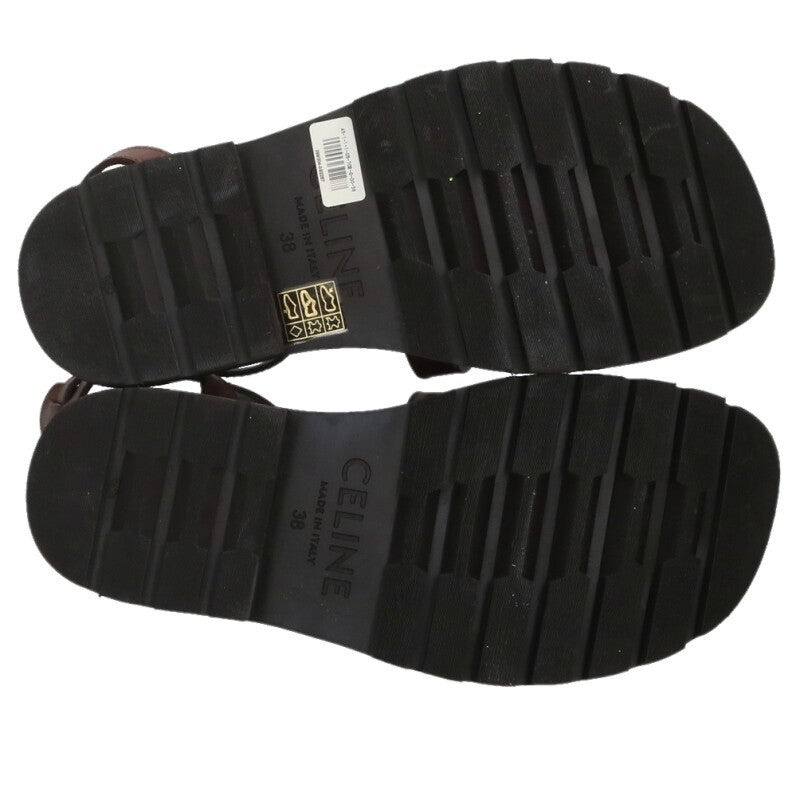 Celine Claire Triomphe Gladiator Sandals Brown Gold Size 38