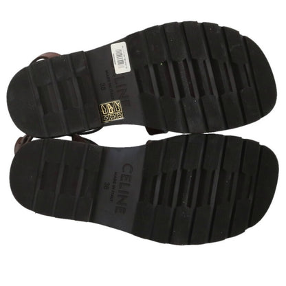 Celine Claire Triomphe Gladiator Sandals Brown Gold Size 38