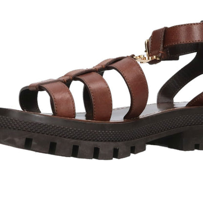 Celine Claire Triomphe Gladiator Sandals Brown Gold Size 38