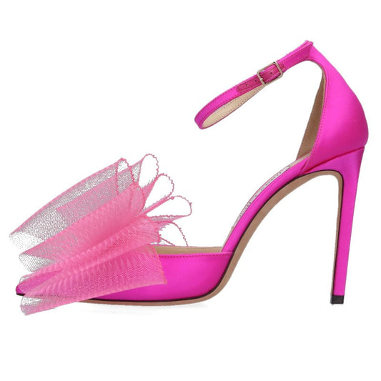 Jimmy Choo Aveline Pink Asymmetric Ribbon Sandals Size 39