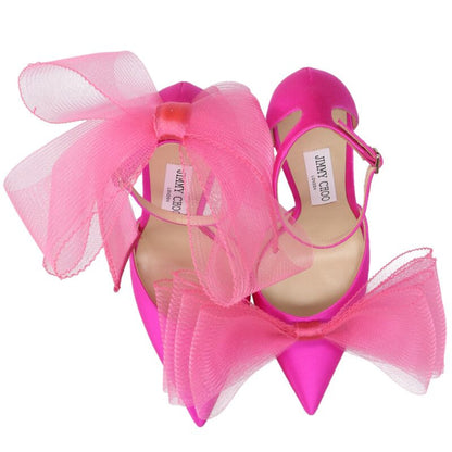 Jimmy Choo Aveline Pink Asymmetric Ribbon Sandals Size 39