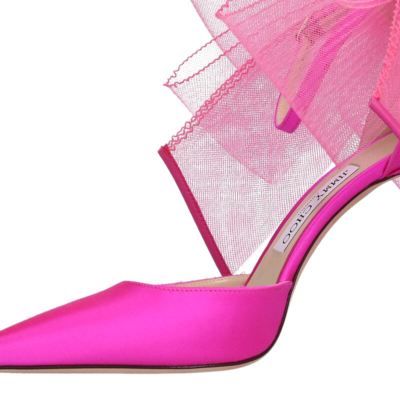 Jimmy Choo Aveline Pink Asymmetric Ribbon Sandals Size 39
