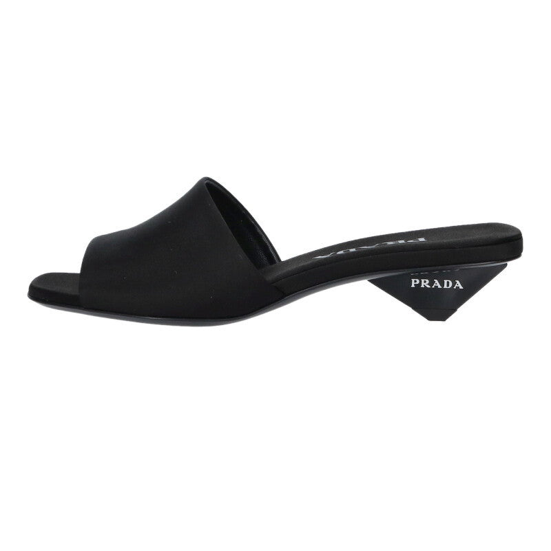 Prada Satin Logo Heel Sandals Size 36