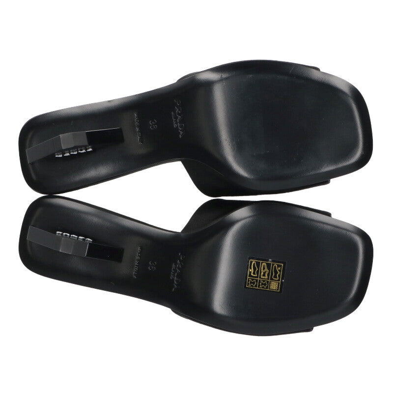 Prada Satin Logo Heel Sandals Size 36