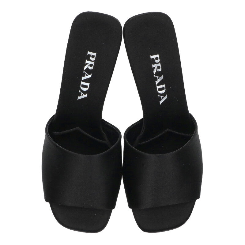 Prada Satin Logo Heel Sandals Size 36