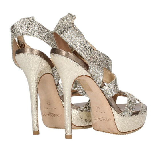Jimmy Choo Glitter Pin Heel Sandals Silver Clear Size 35