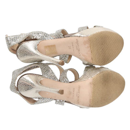 Jimmy Choo Glitter Pin Heel Sandals Silver Clear Size 35