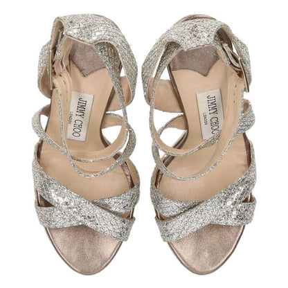 Jimmy Choo Glitter Pin Heel Sandals Silver Clear Size 35