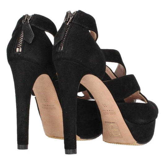 Miu Miu Black Suede Pin Heel Sandals Size 35