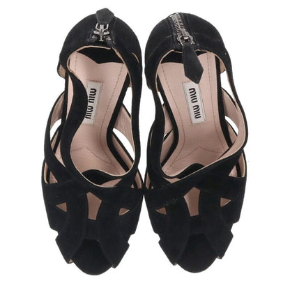 Miu Miu Black Suede Pin Heel Sandals Size 35