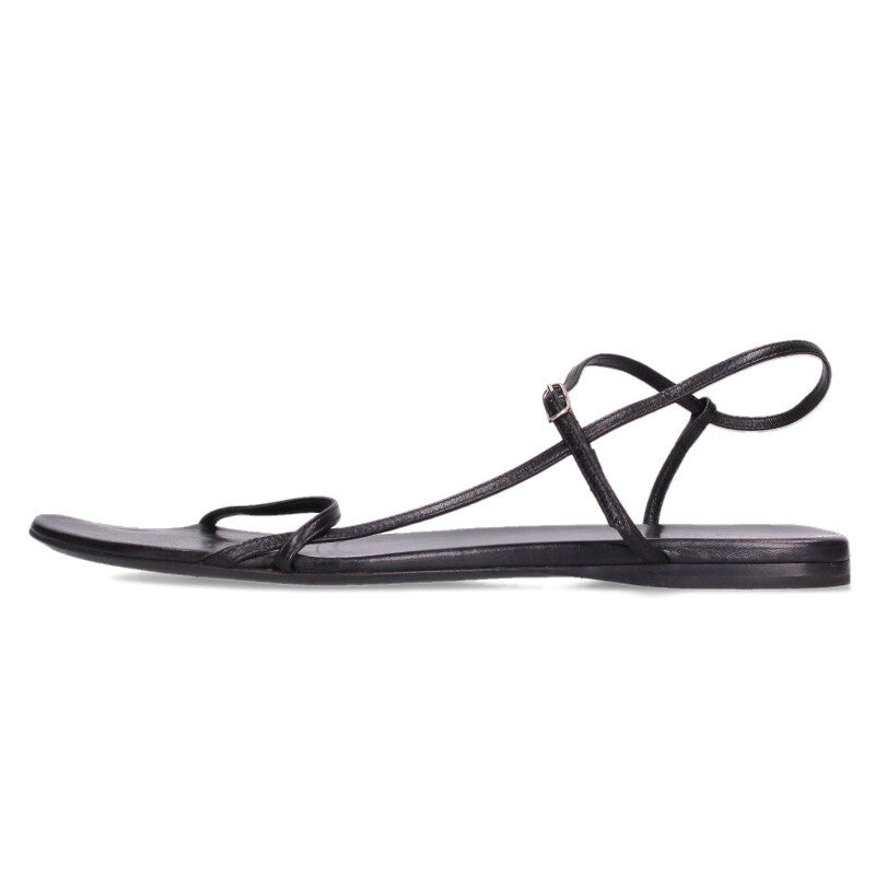 The Row BARE SANDAL FLAT Leather Black Sandals Size 38