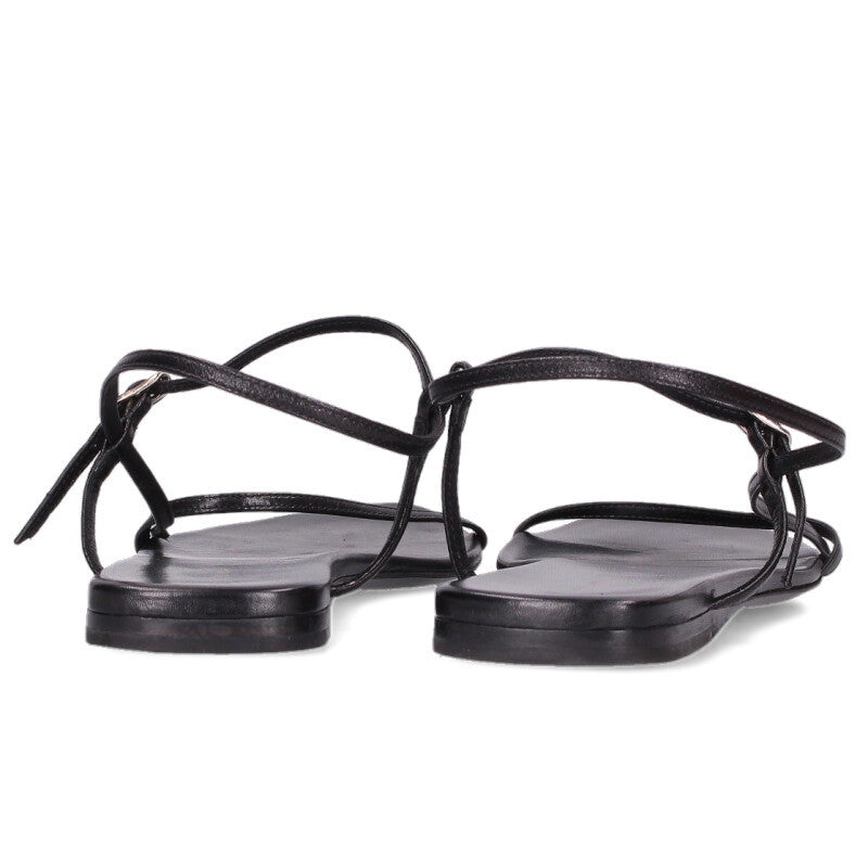 The Row BARE SANDAL FLAT Leather Black Sandals Size 38