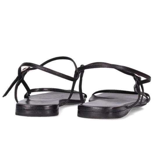 The Row BARE SANDAL FLAT Leather Black Sandals Size 38