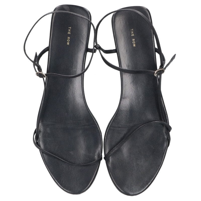 The Row BARE SANDAL FLAT Leather Black Sandals Size 38
