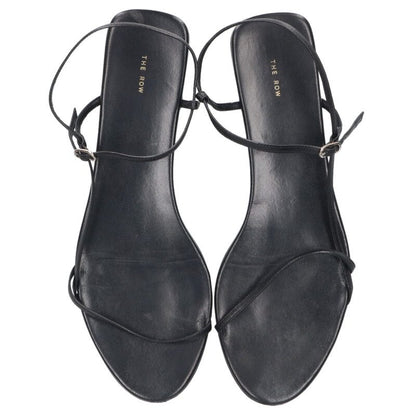 The Row BARE SANDAL FLAT Leather Black Sandals Size 38