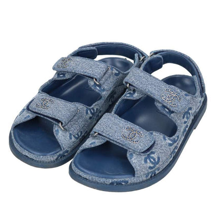 Chanel Coco Mark Denim Sandals Size 36C