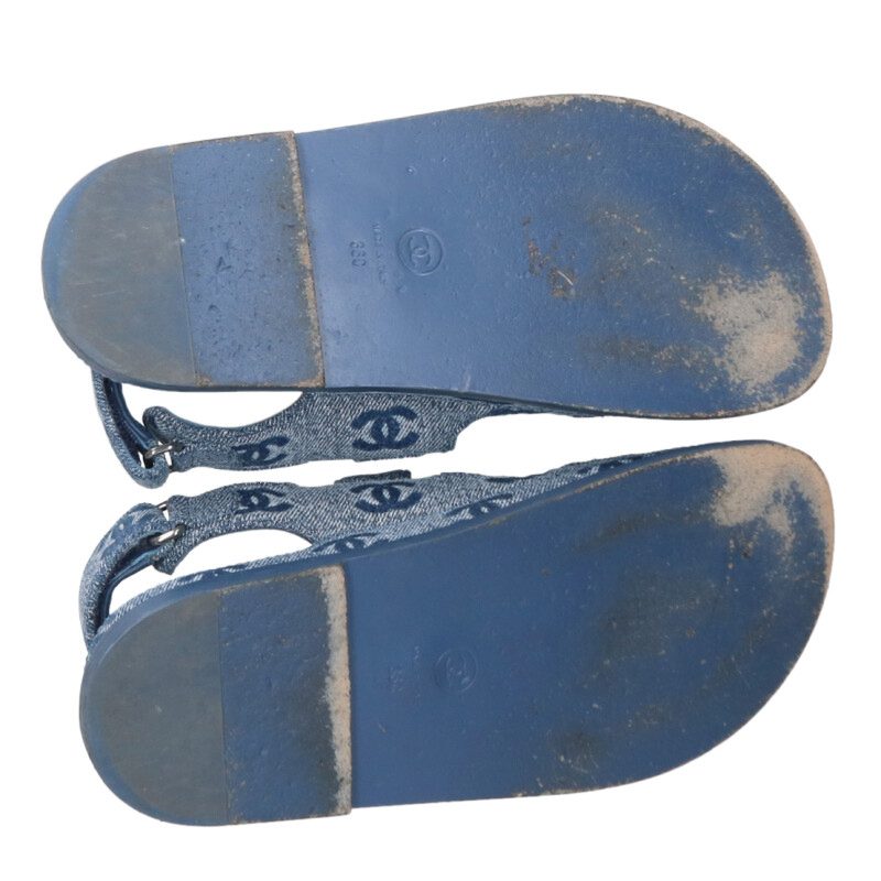 Chanel Coco Mark Denim Sandals Size 36C