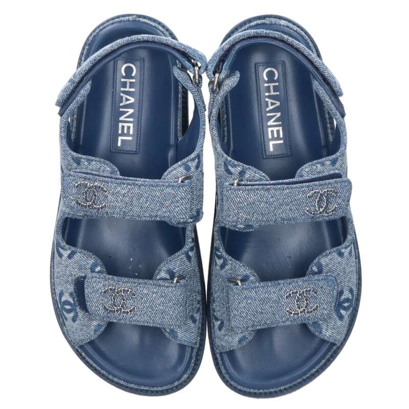 Chanel Coco Mark Denim Sandals Size 36C