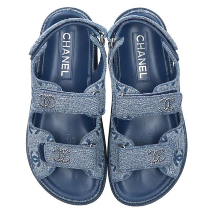 Chanel Coco Mark Denim Sandals Size 36C