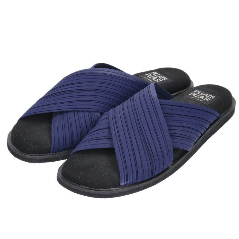 Issey Miyake Pleated Strap Sandals Navy x Black Size 24.5CM
