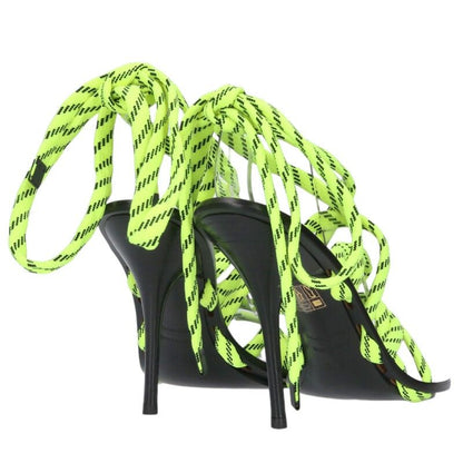 Balenciaga Lace Strap Sandals Black/Yellow Size 36.5
