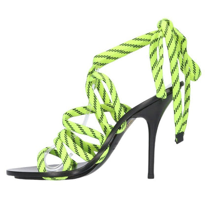 Balenciaga Lace Strap Sandals Black/Yellow Size 36.5