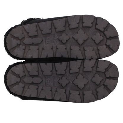 Prada Black Triangle Logo Plate Shearling Sandals Size 38