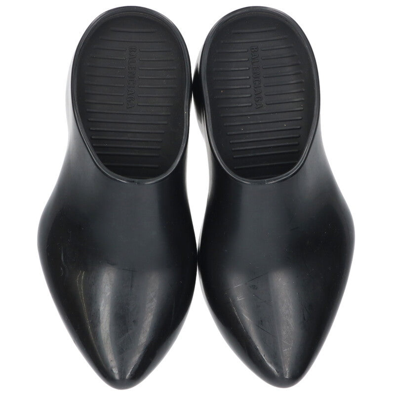 Balenciaga Technoclog Enamel Mule Sandals Black Size 36