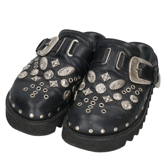 Toga Pulla Sabot Metal Mules Black Silver Size 39