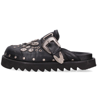 Toga Pulla Sabot Metal Mules Black Silver Size 39