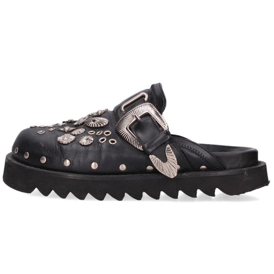 Toga Pulla Sabot Metal Mules Black Silver Size 39