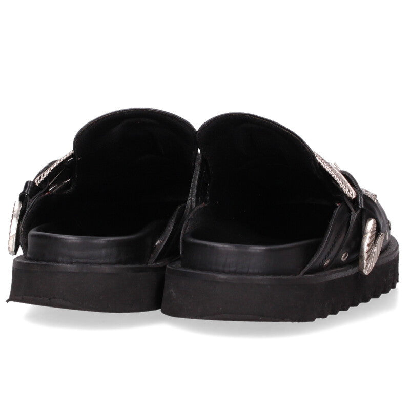Toga Pulla Sabot Metal Mules Black Silver Size 39