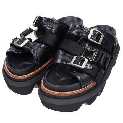 Sacai Black Wingtip Belt Sandals Size 37
