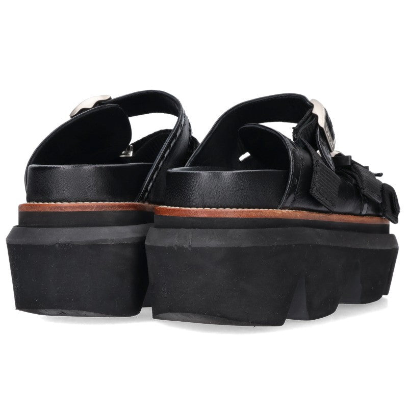 Sacai Black Wingtip Belt Sandals Size 37