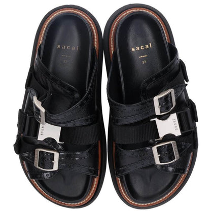 Sacai Black Wingtip Belt Sandals Size 37
