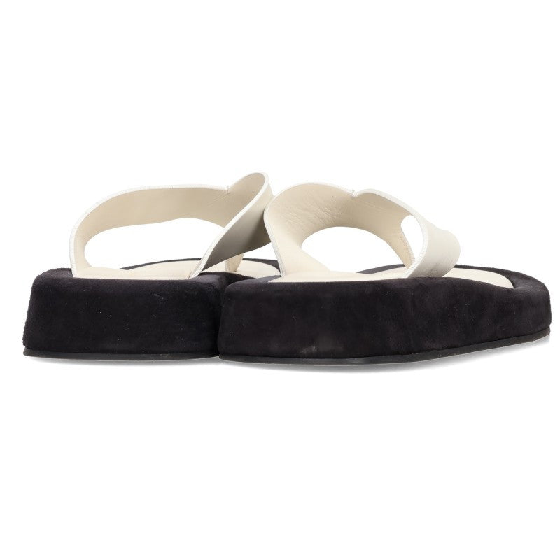 The Row GINZA Leather White Black Sandals Size 36