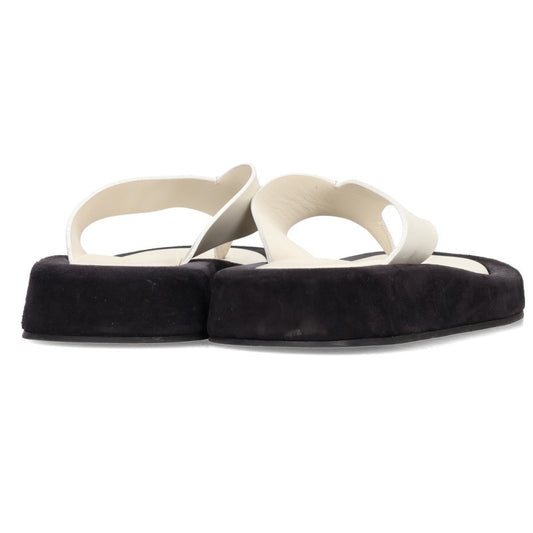 The Row GINZA Leather White Black Sandals Size 36