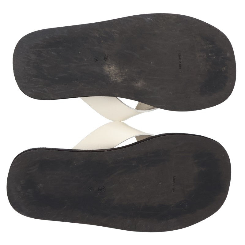 The Row GINZA Leather White Black Sandals Size 36