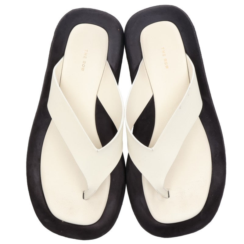 The Row GINZA Leather White Black Sandals Size 36
