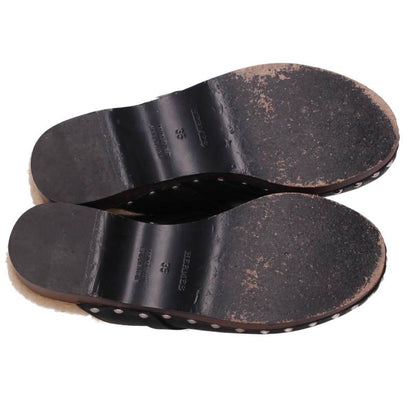 Hermes Carlotta Kelly Buckle Clog Sandals Black Size 35
