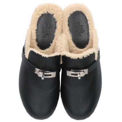 Hermes Carlotta Kelly Buckle Clog Sandals Black Size 35