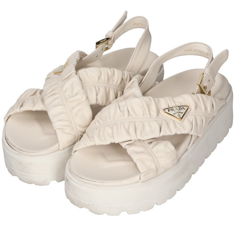 Prada Nappa Leather Beige Sandals Size 36