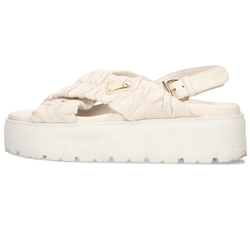 Prada Nappa Leather Beige Sandals Size 36
