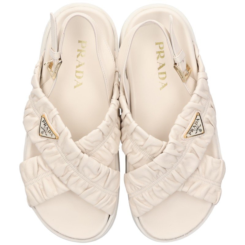 Prada Nappa Leather Beige Sandals Size 36