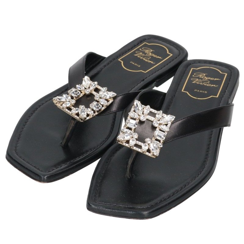 Roger Vivier Crystal Sandals Black/Clear Size 38.5