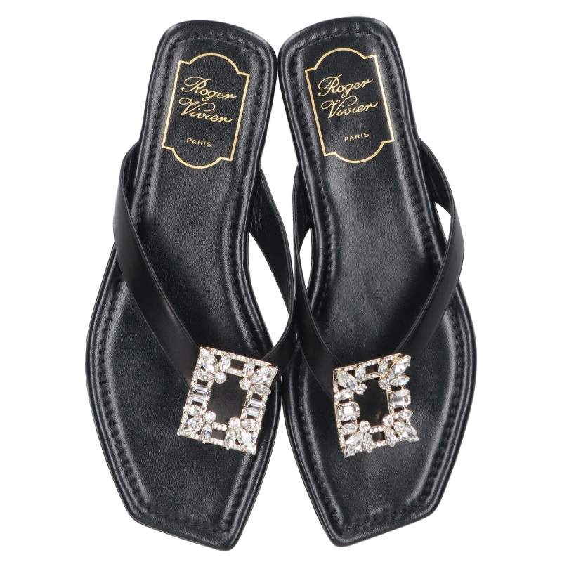 Roger Vivier Crystal Sandals Black/Clear Size 38.5