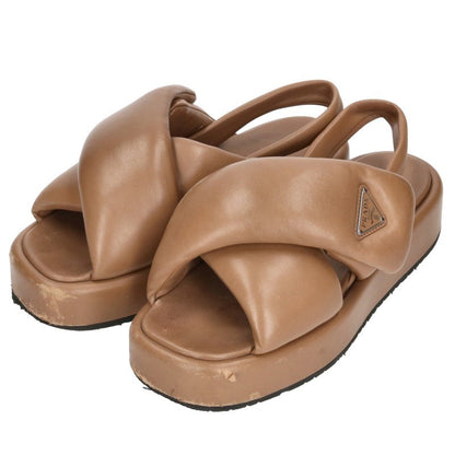 Prada Triangle Logo Padded Nappa Leather Sandals Size 37