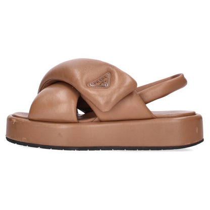 Prada Triangle Logo Padded Nappa Leather Sandals Size 37
