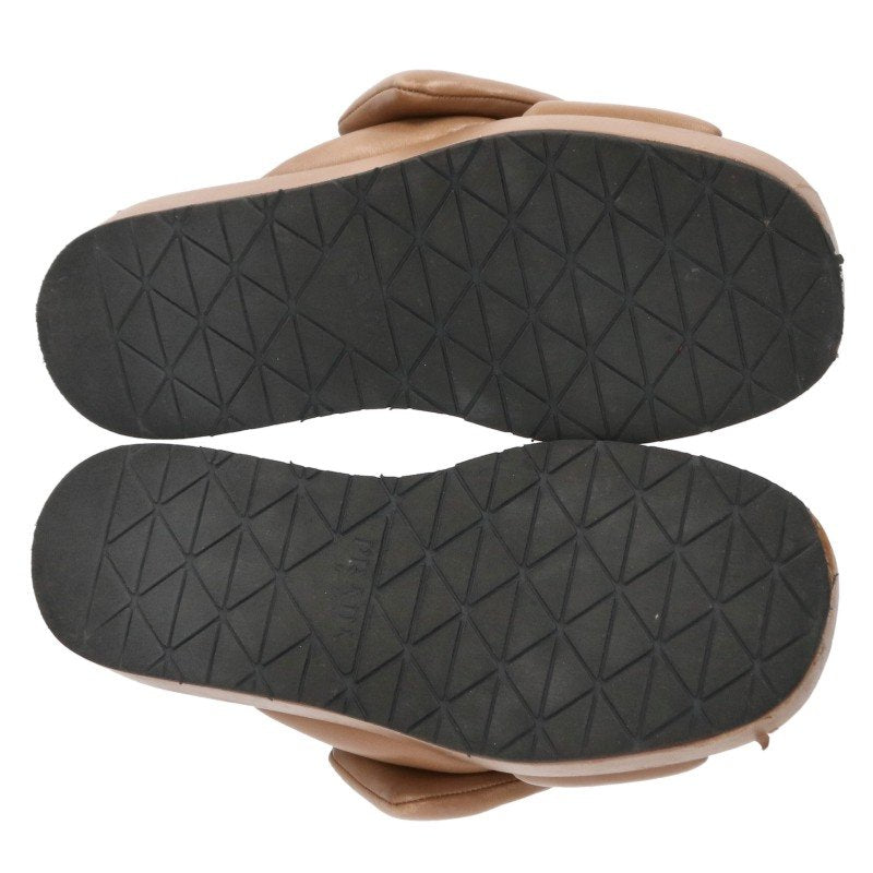 Prada Triangle Logo Padded Nappa Leather Sandals Size 37