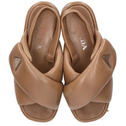 Prada Triangle Logo Padded Nappa Leather Sandals Size 37